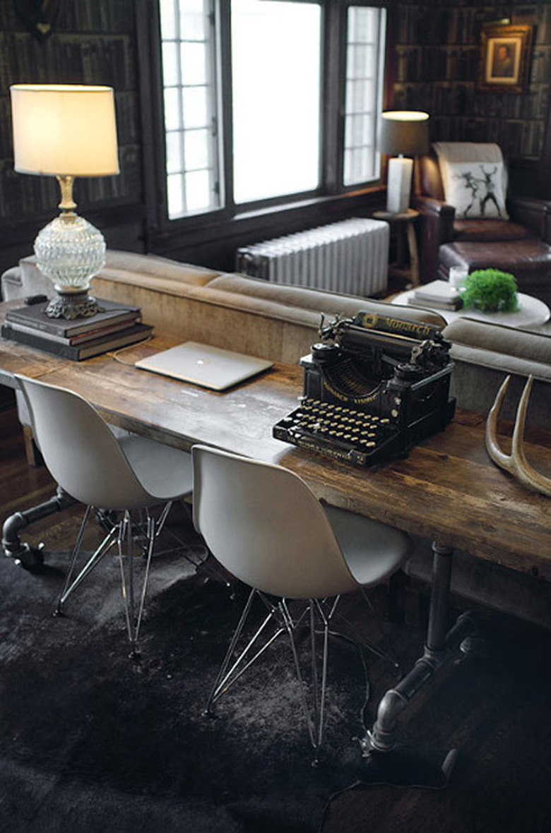 dining area with typewriter