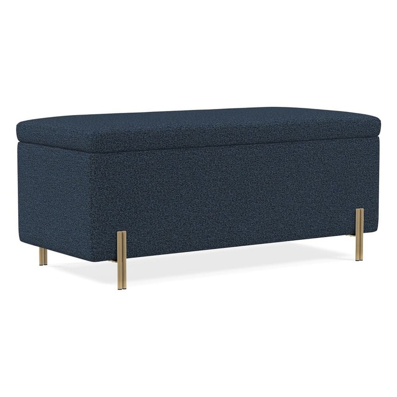 West Elm Chenille Tweed Mod Storage Bench