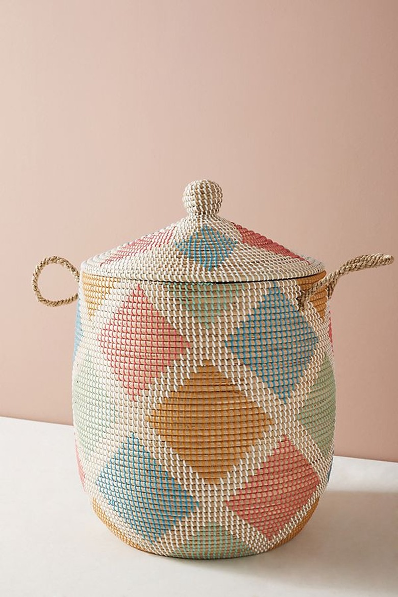 Diamond Rattan Storage Basket