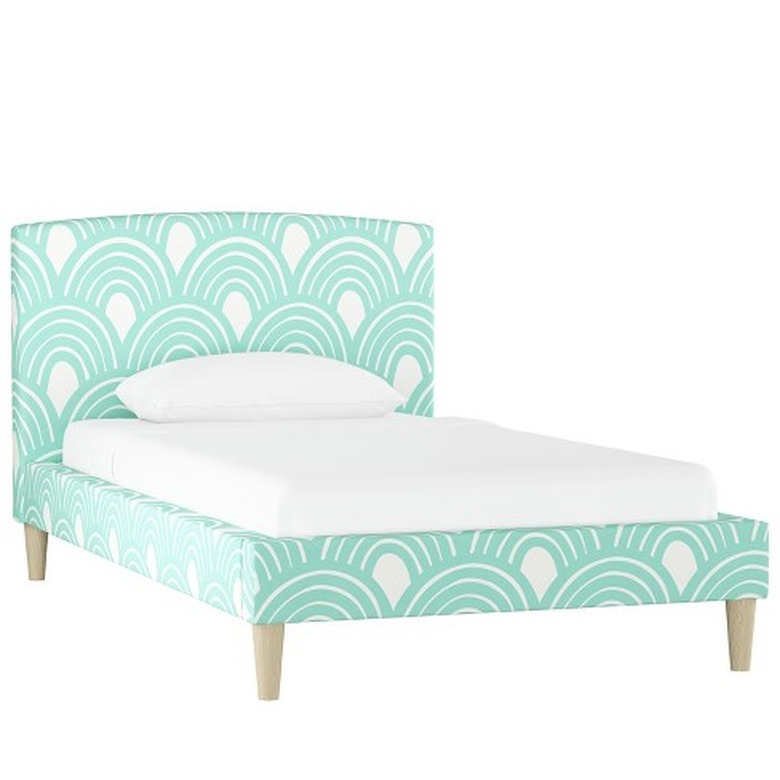 Kids Printed Upholstered Curved Platform Bed