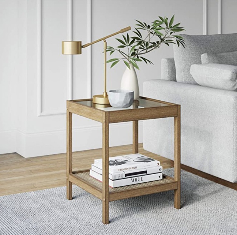 Glass and Wood Nightstand