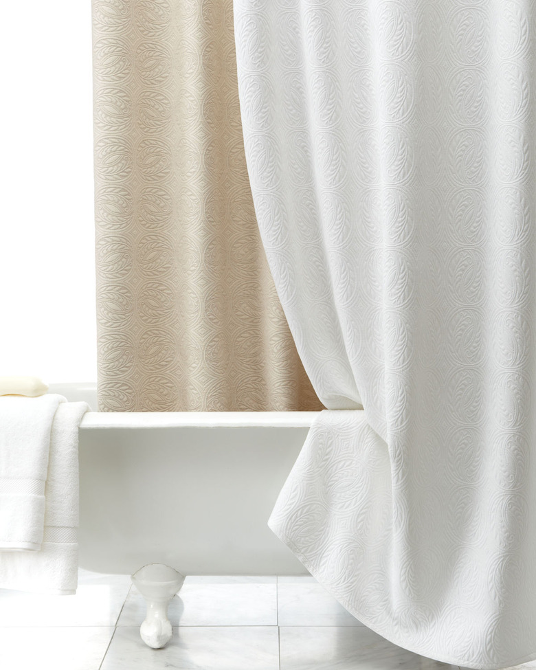 White shower curtain