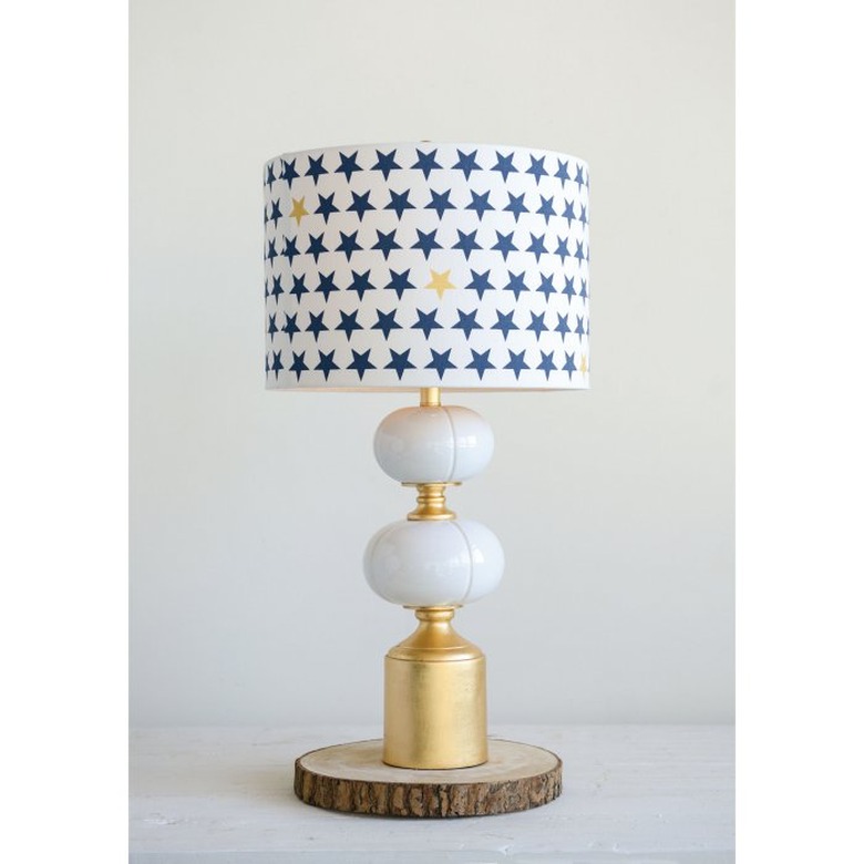 brushed gold ceramic and metal table lamp