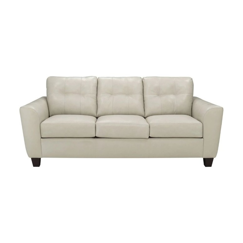 Raymour & Flanigan Dominic Leather Sofa in Cream