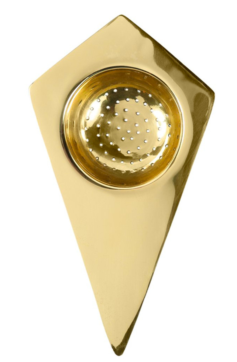 brass geometric tea strainer