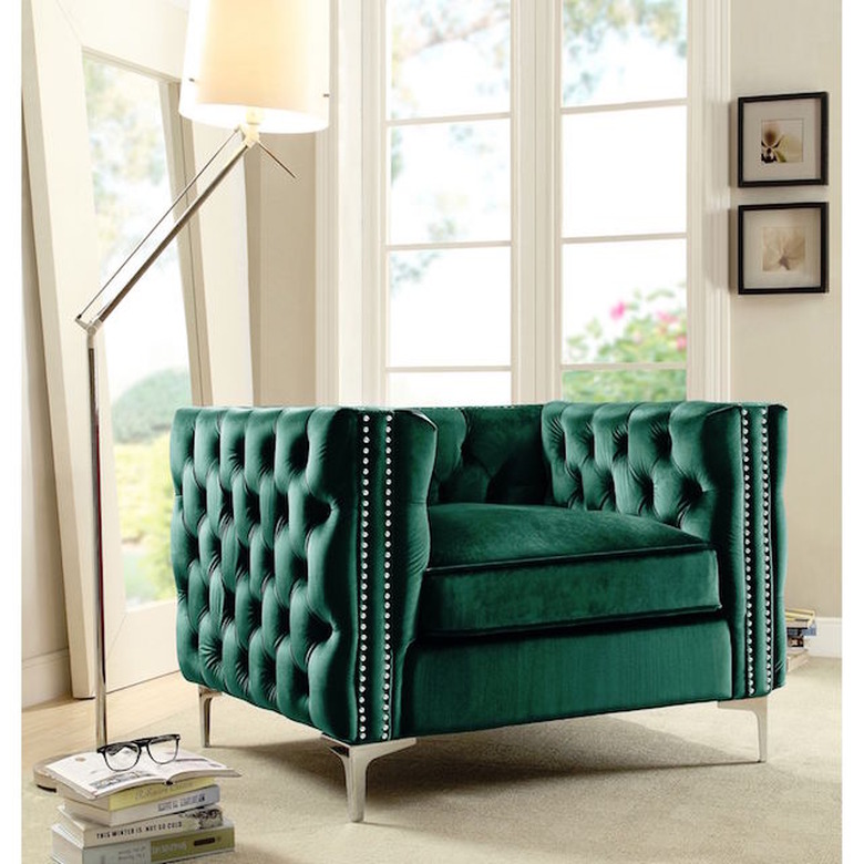 green velvet chair