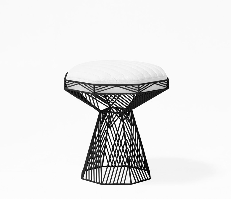 wire frame accent stool with seat cushion
