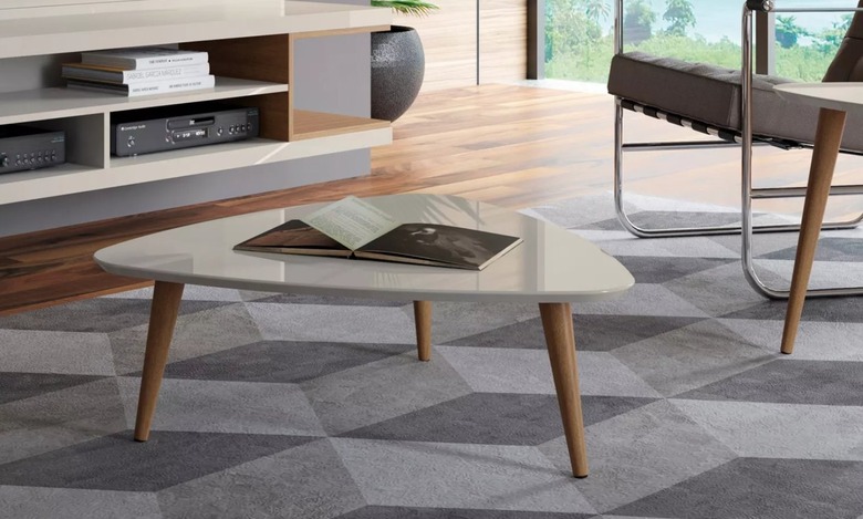 minimal midcentury coffee table with white legs