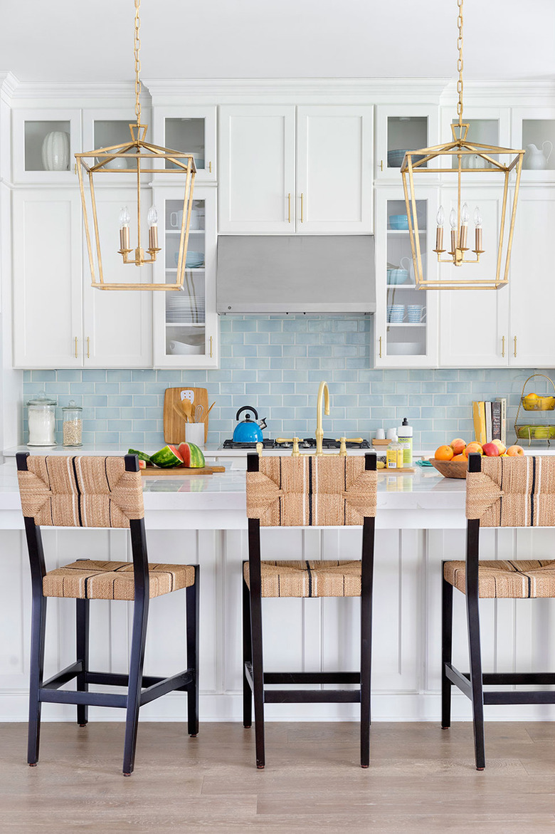 A colorful blue kitchen