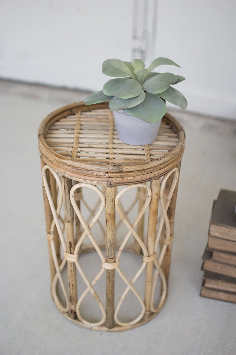 etsy rattan and cane side table