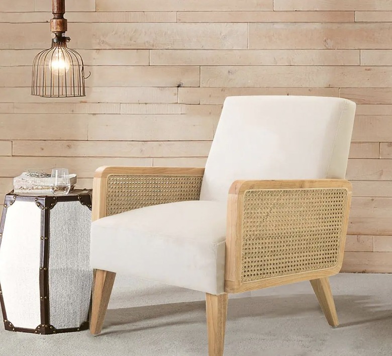 chic beige rattan armchair