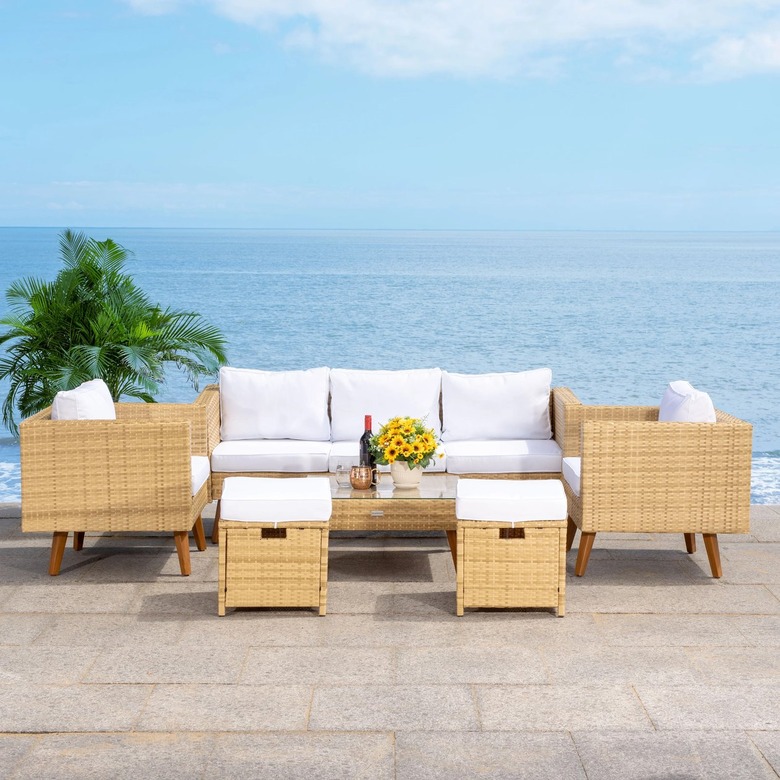 natural and white rattan furniture set
