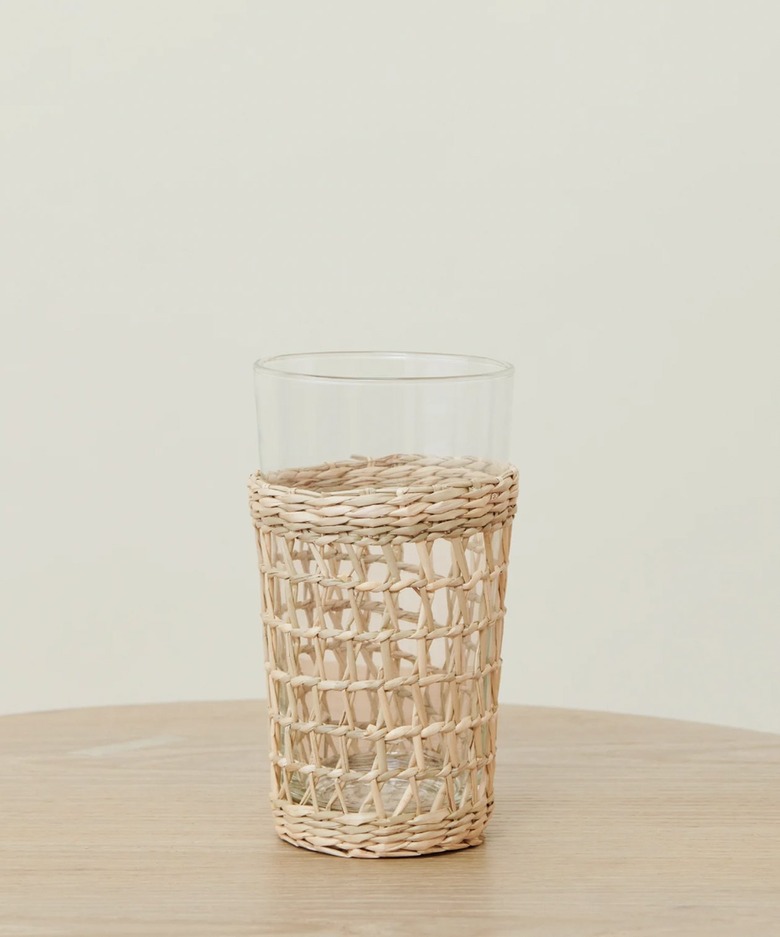 seagrass rattan glass carafe