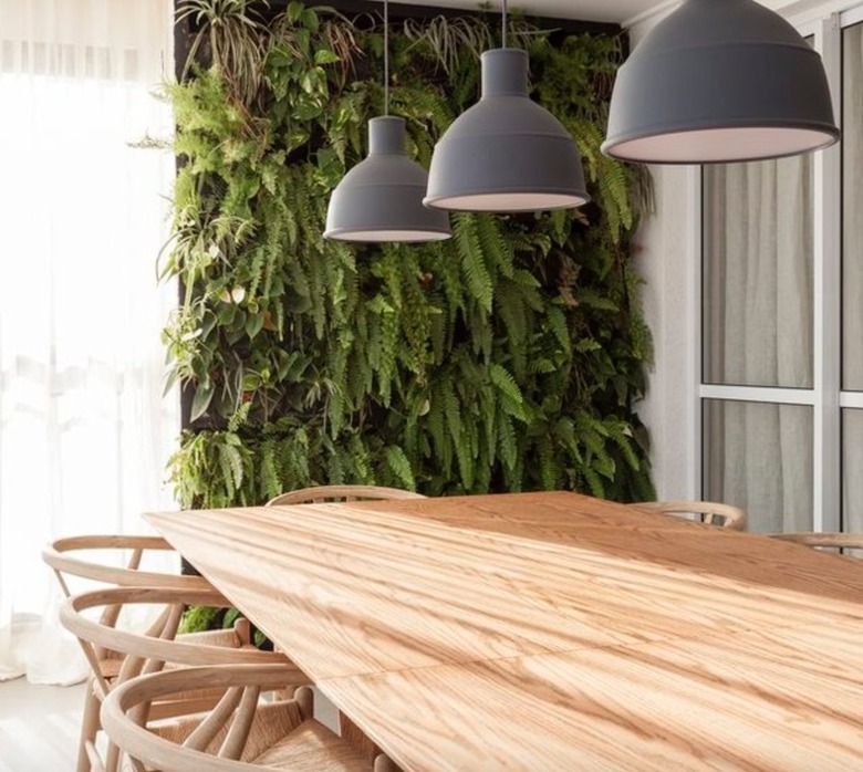 Dining room with black pendants