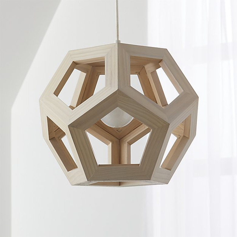 geometric wood pendant light
