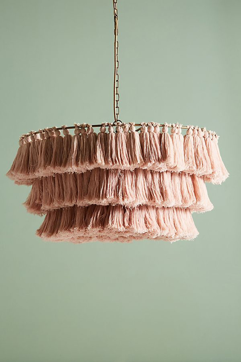 blush tasseled chandelier