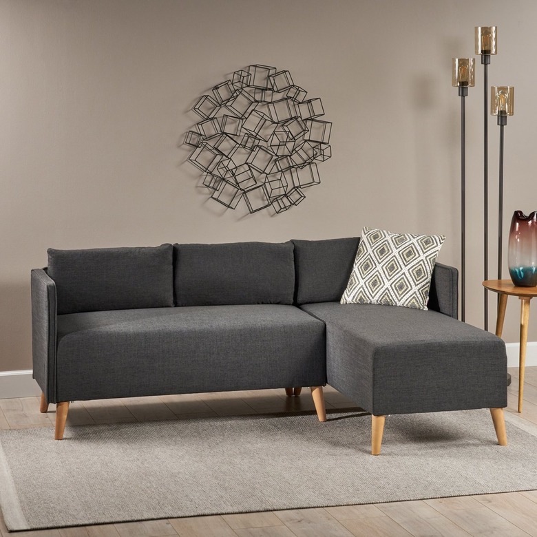 dark gray sectional in living room