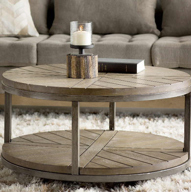 wayfair industrial round coffee table