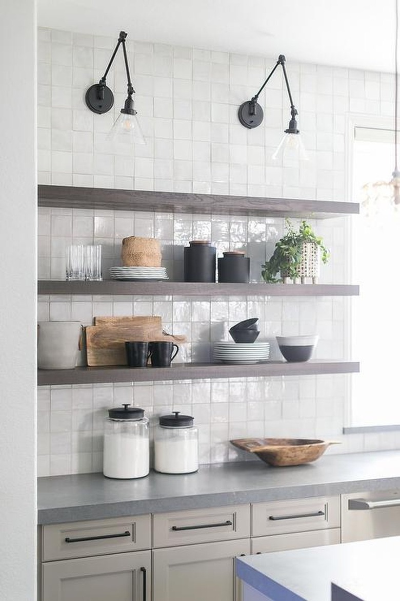 farmhouse kitchen with concrete countertops