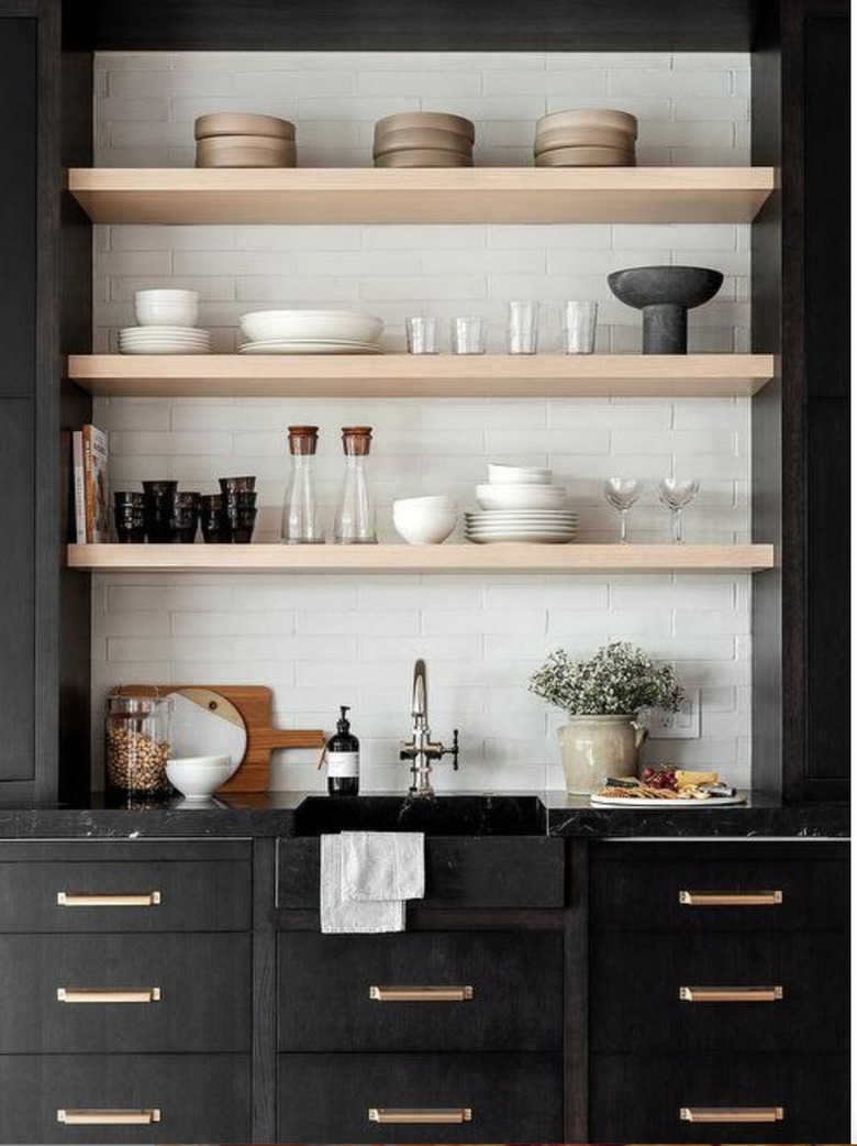 black cabinets