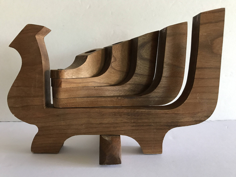 Scandinavian wood bird candleholder