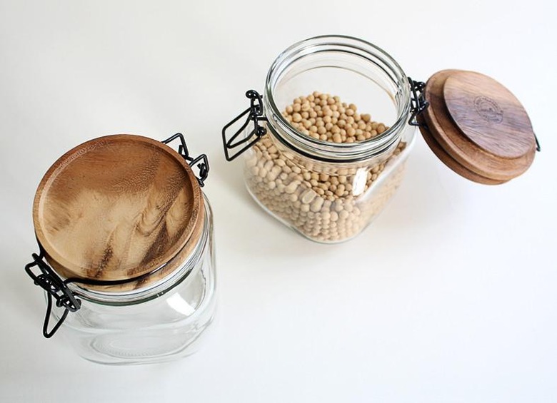 glass jar with wood lid