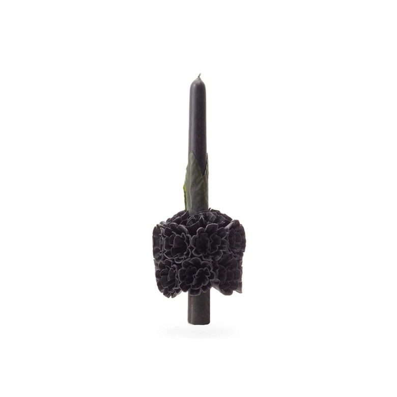 black floral taper candle