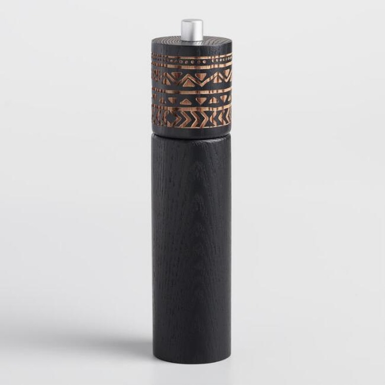 Black carved salt and pepper grinder