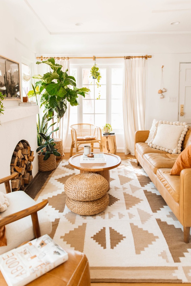 neutral boho living room design