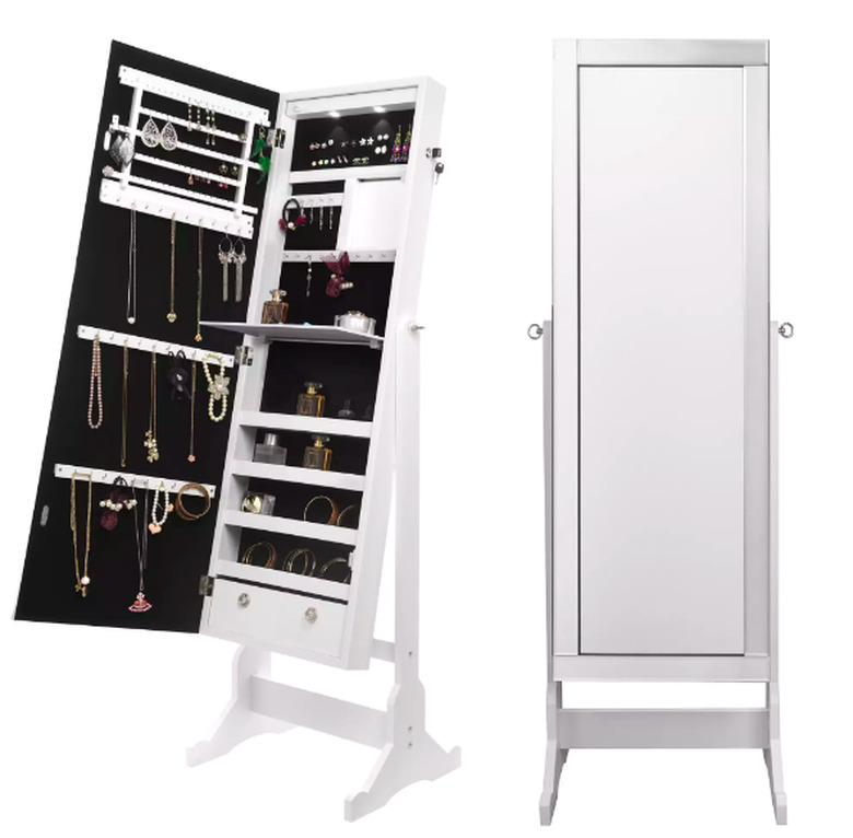 Inspired Home Shimmer Cheval Full-Length Mirror Jewelry Armoire
