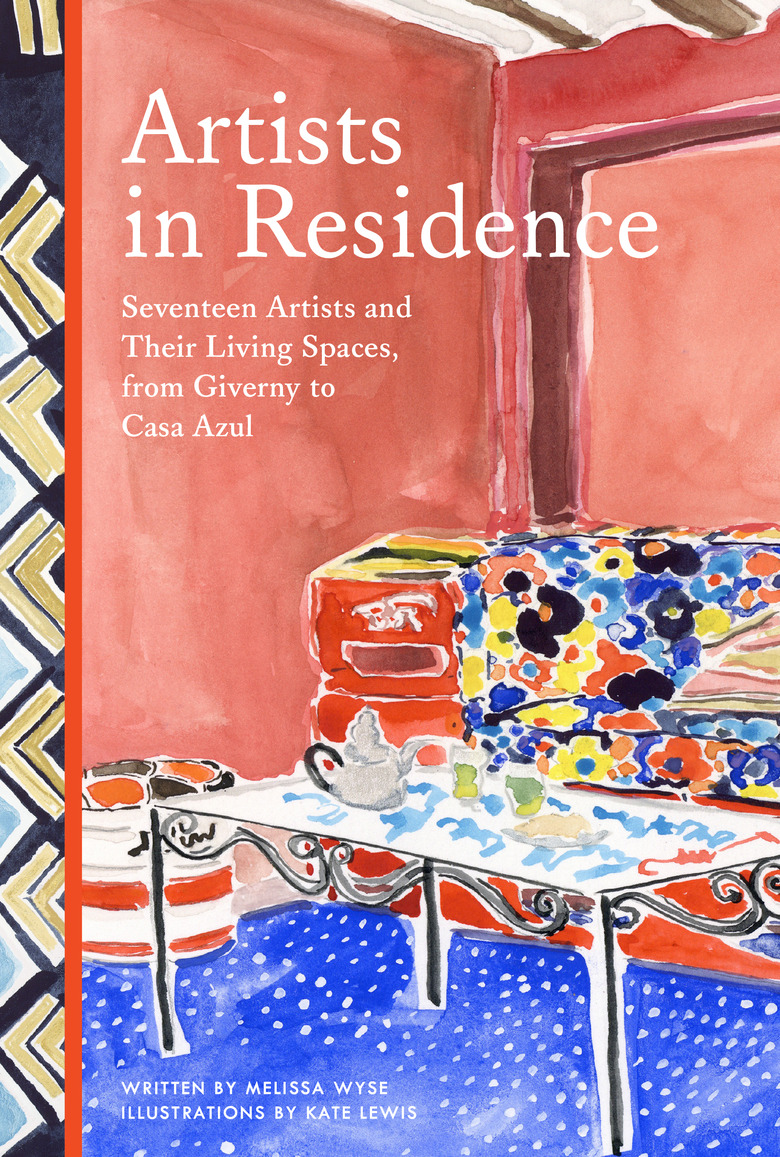 cover with illustration of table and couch and title Artists in Residence: Seventeen Artists and Their Living Spaces