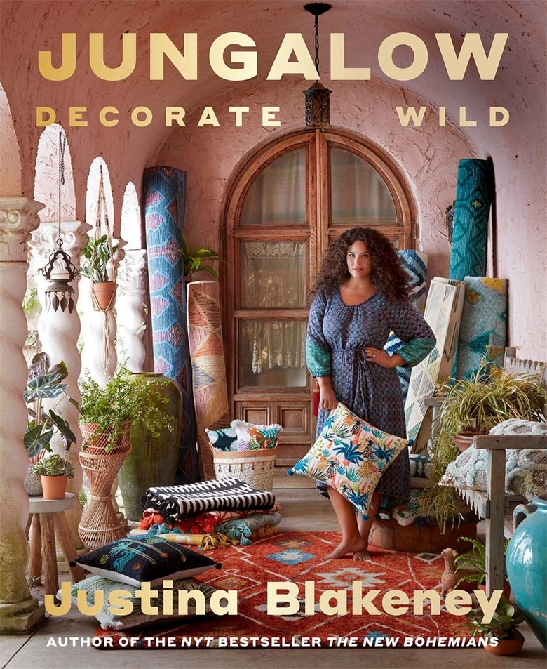 book cover with Justina Blakeney and text Jungalow: Decorate Wild