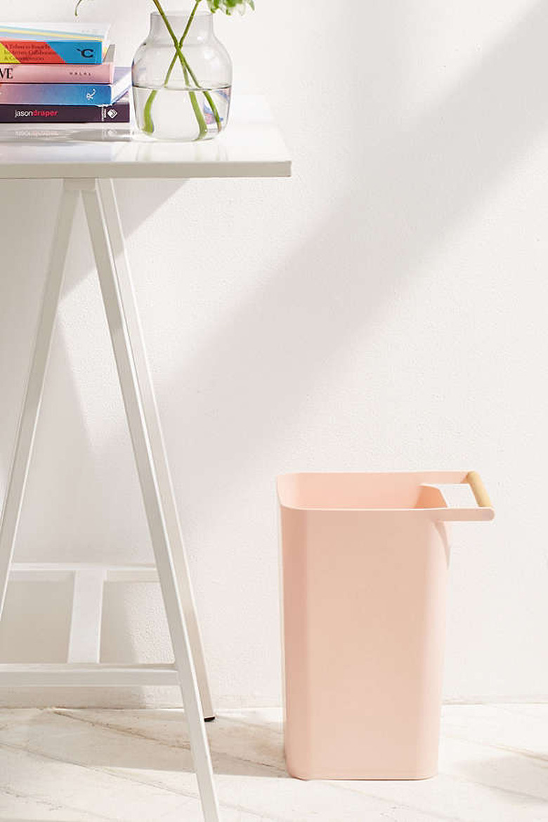 pink trash can