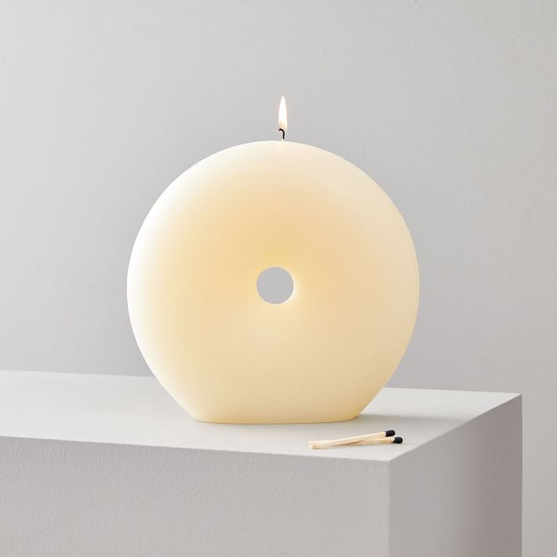 cream donut-shaped candle