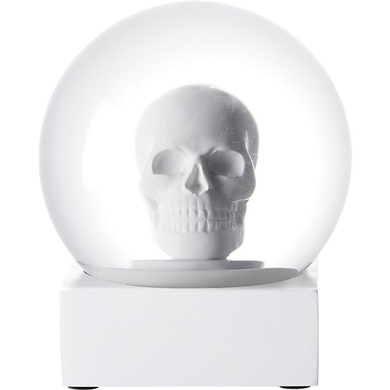 white skull snowglobe