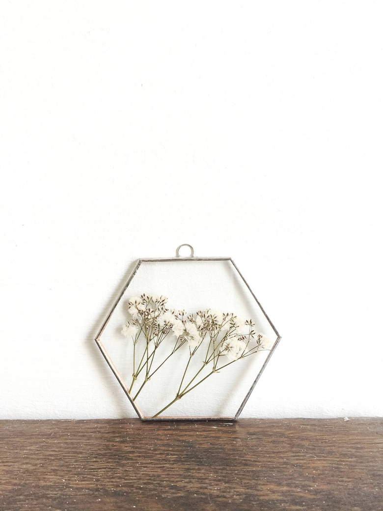 hexagon pressed flower frame