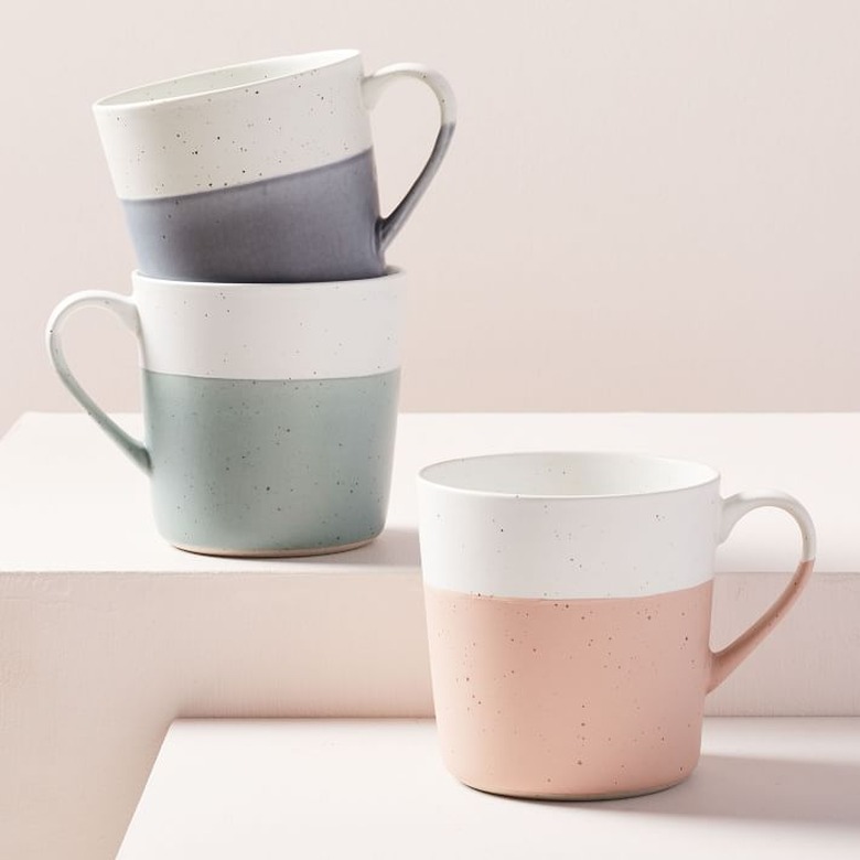 color block pastel speckled mugs
