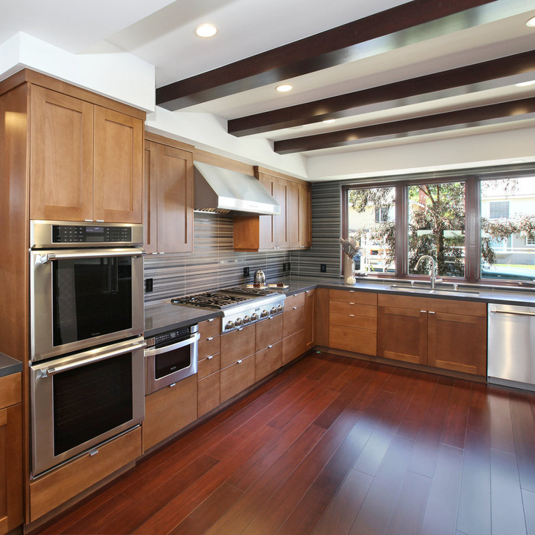 kitchen space with bamboo flooring