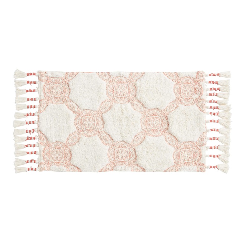 Terracotta And Ivory Trellis Bath Mat