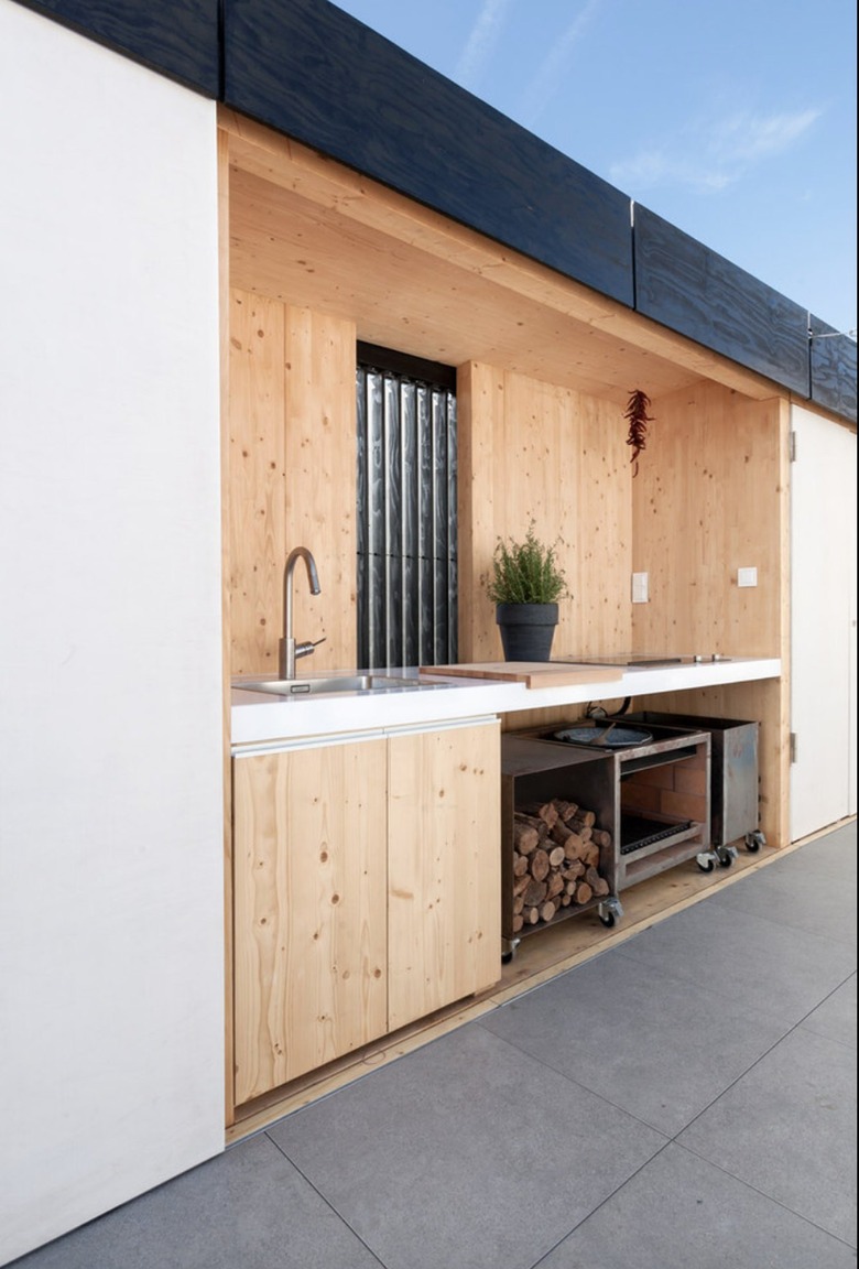 scandi inspired kitchen with plywood