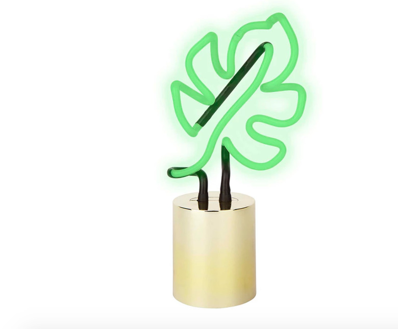 monstera leaf neon sign