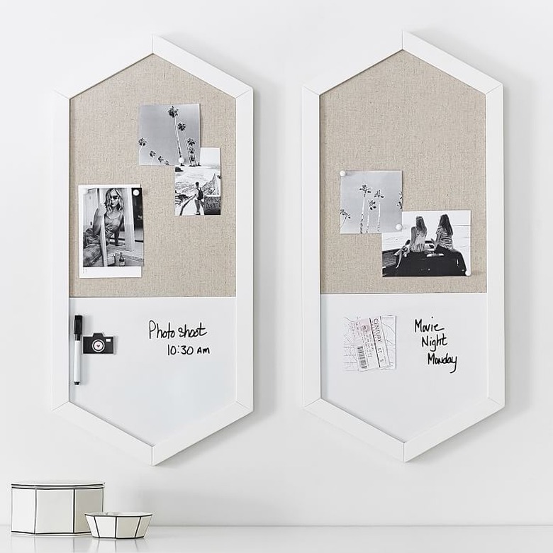 wood-frame hexagon wall organizer