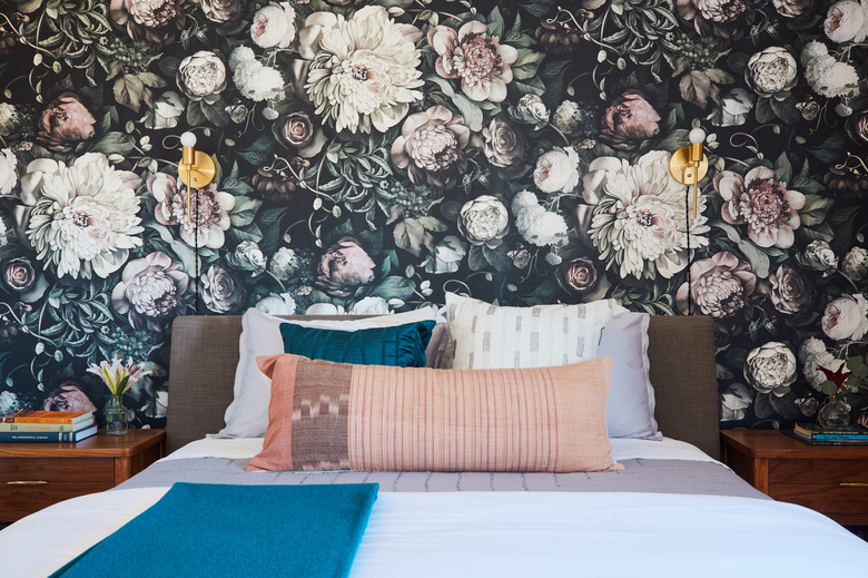 large-scale floral print wallpaper