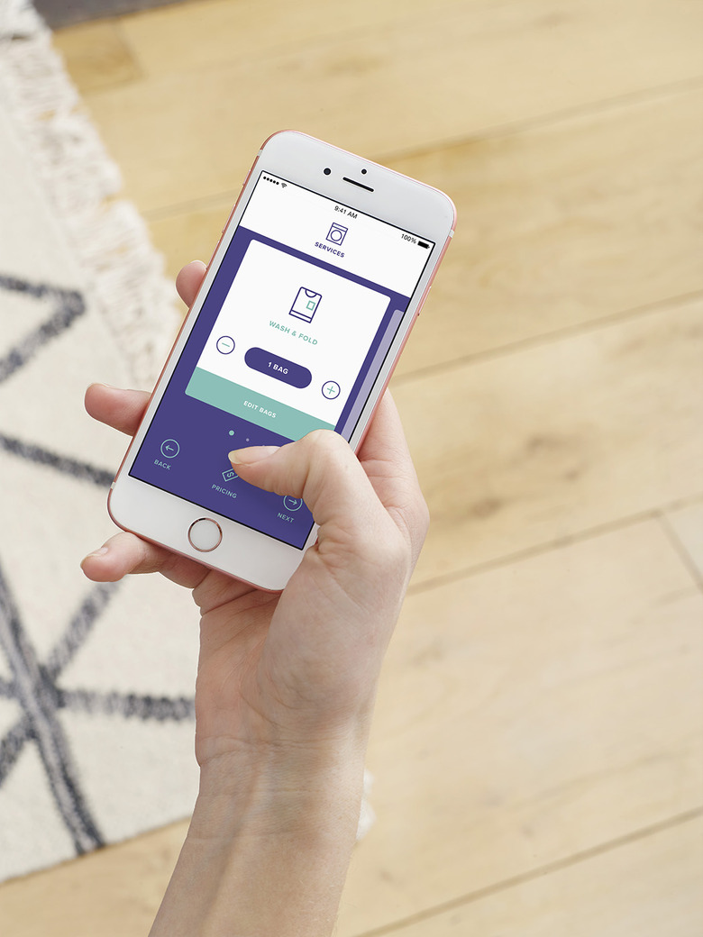 A hand using the Cleanly app