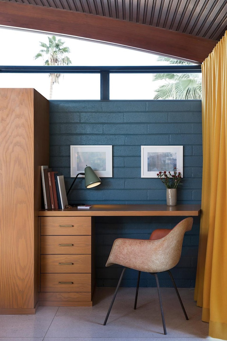 bedroom with a home office setup