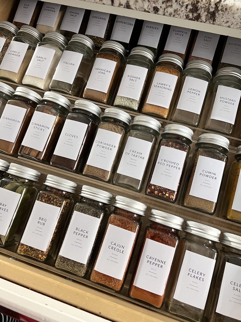 organized spice drawer