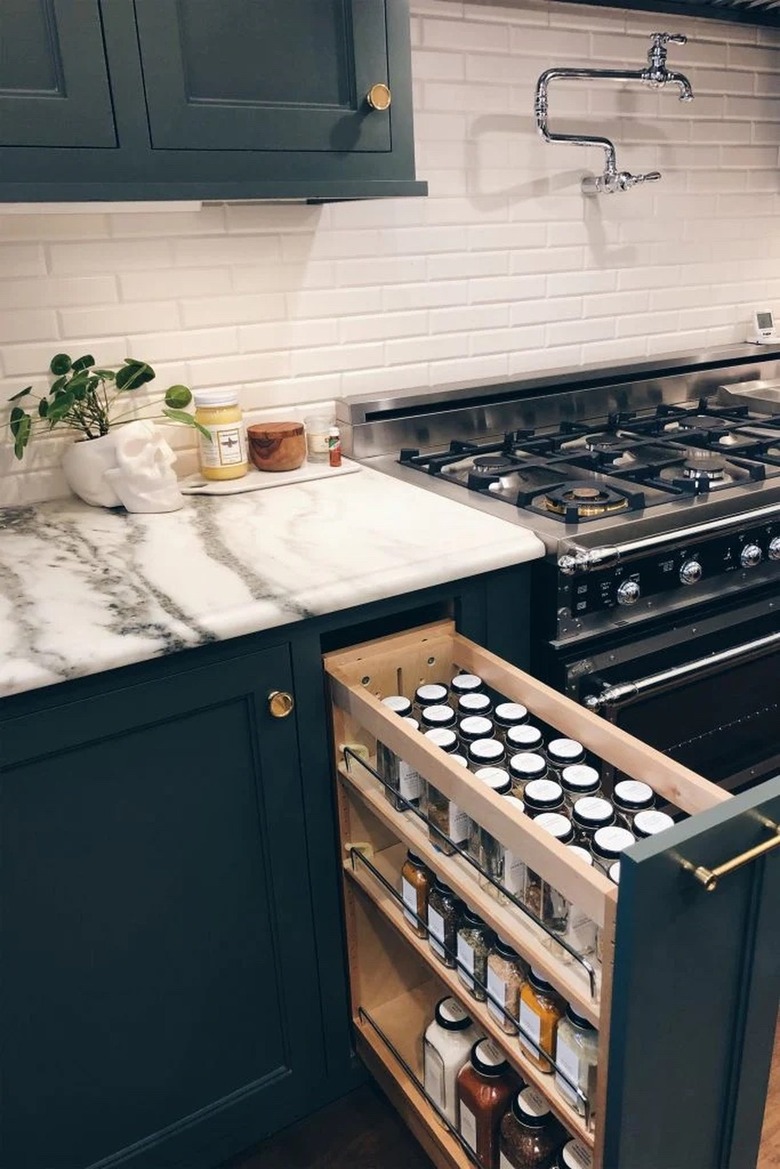 pull-out spice cabinet in kitchen