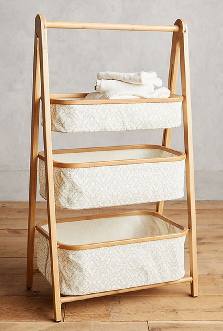 Anthropologie Three-Tier Bamboo Storage Shelf