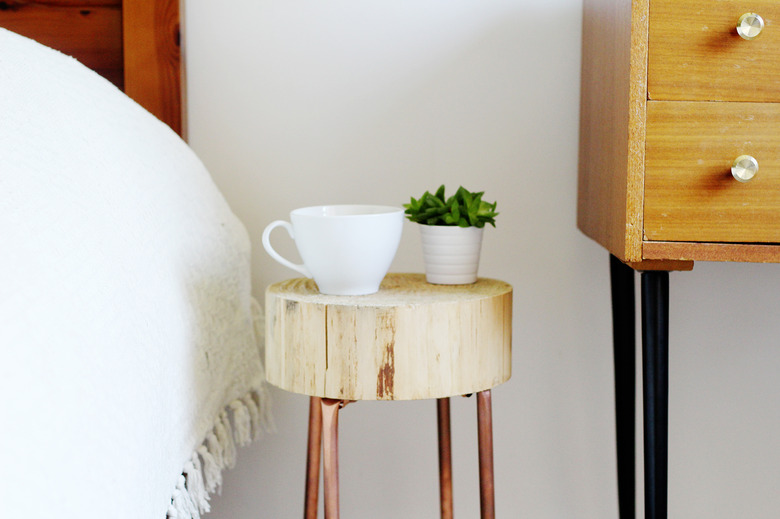Copper pipe and wood side table