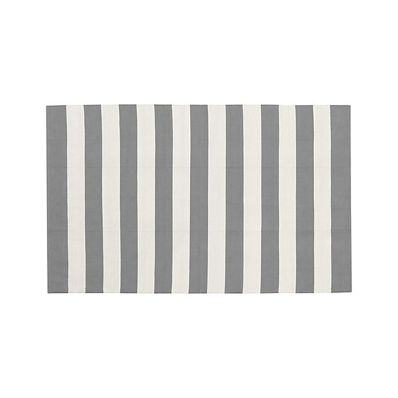 Grey and white striped rug
